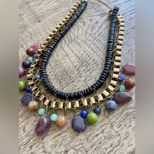 Vintage statement beads and box chain necklace. 9” wearable length. Boho